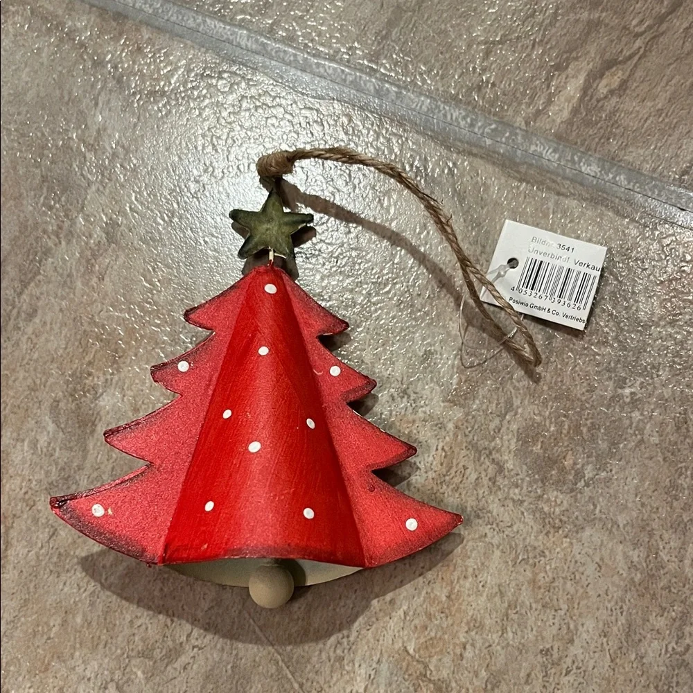 Unique German Red Christmas Tree Ornament w/bell